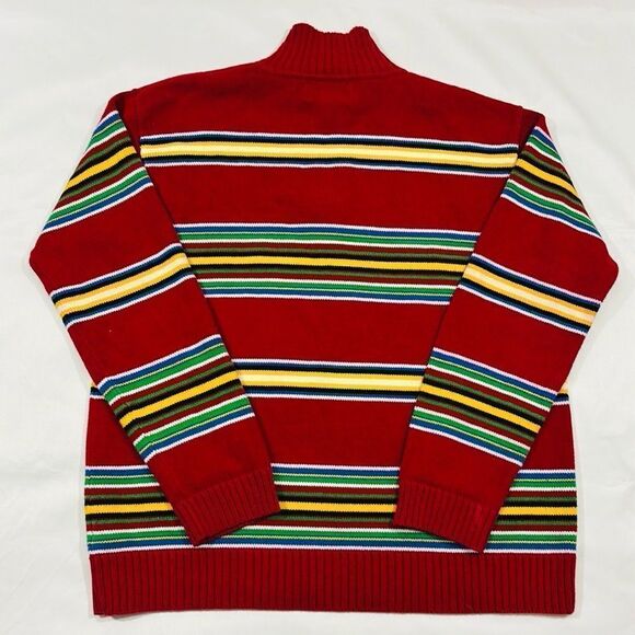 Ralph Lauren Striped Multi Colored Quarter Zip Turtle Neck Sweater - Picture 8 of 10